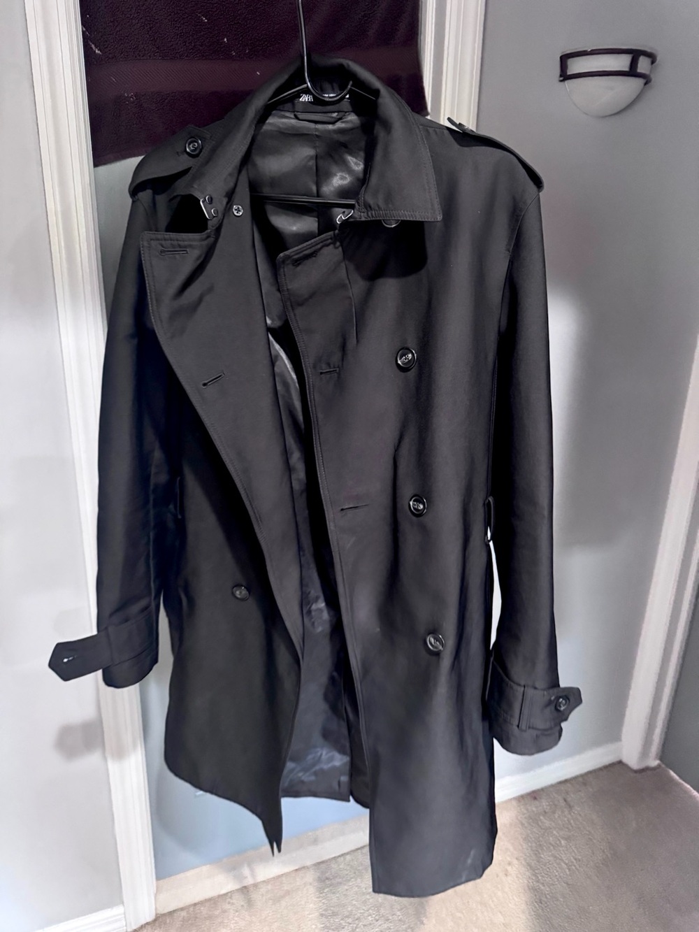 Zara Men's Black  Trench Coat